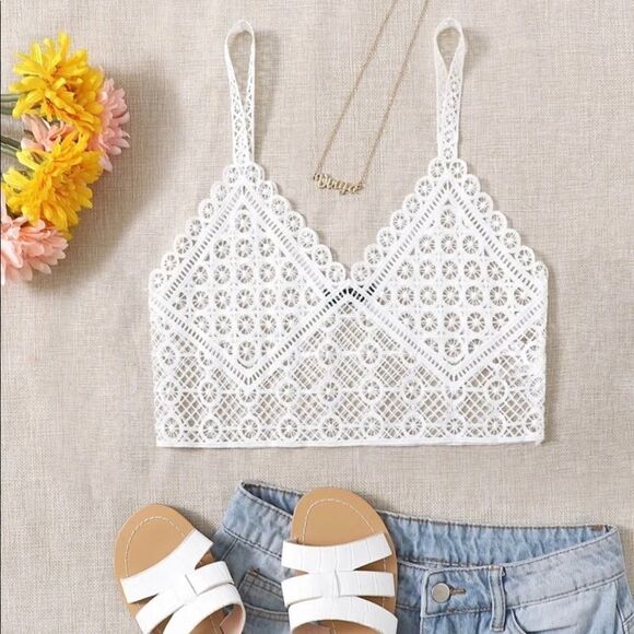 Crochet Lace Cami Crop Top - Picture 1 of 5